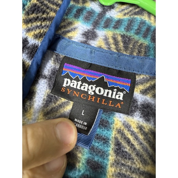 Patagonia Synchilla SnapT Pullover Women's Large Snow Beam Pale Periwinkle Aztec - Picture 2 of 6